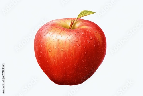 Delicate apple illustration  whole  with transparent background. Generative AI