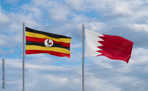 Bahrain and Uganda flags, country relationship concept