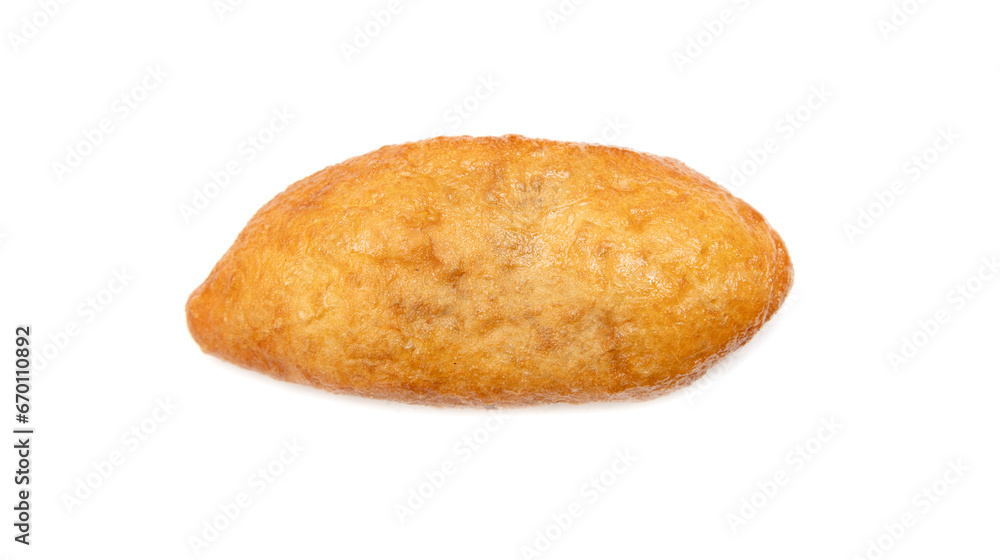 fried pie with filling on a white background.