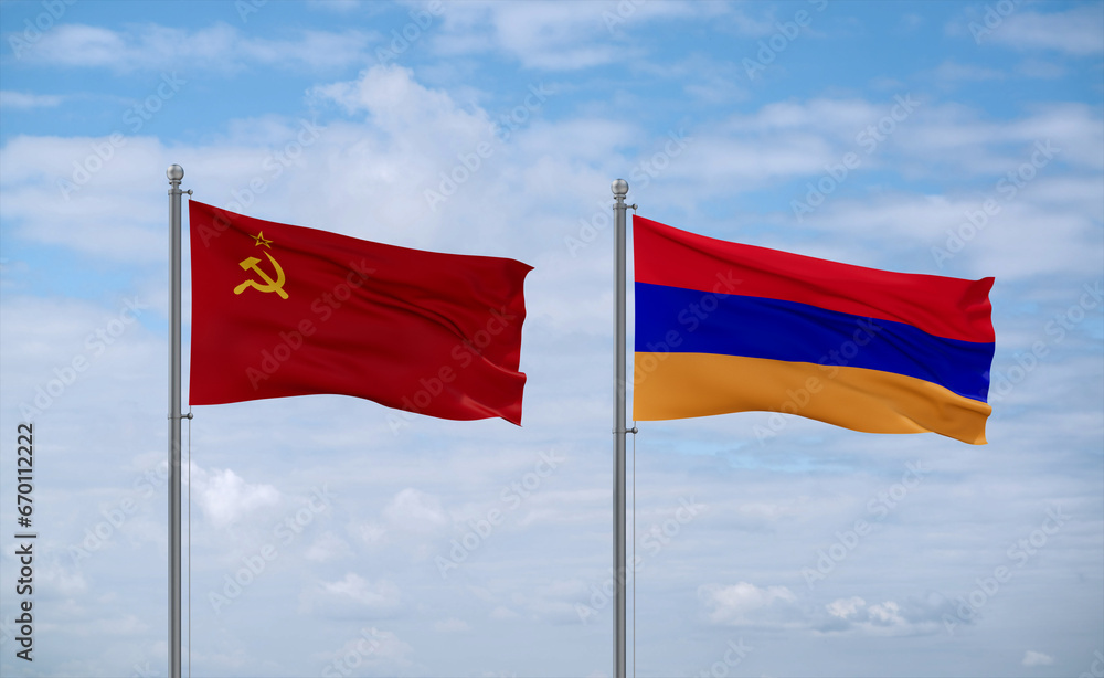 Armenia and USSR flags, country relationship concept Armenia and USSR flags, country relationship concept