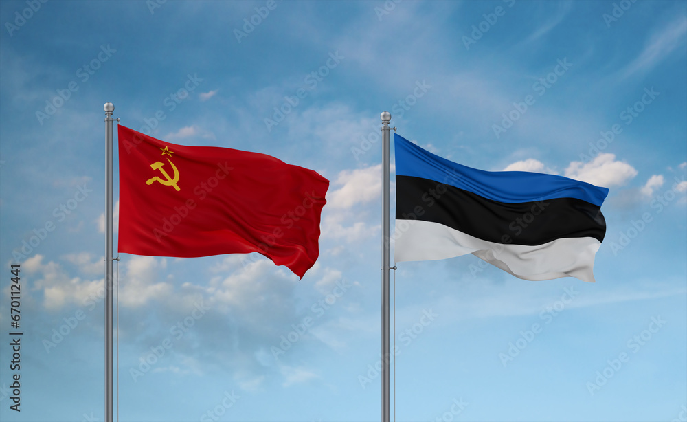 Estonia and USSR flags, country relationship concept Estonia and USSR flags, country relationship concept