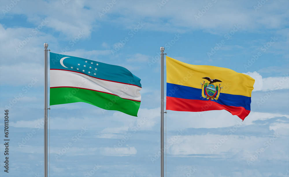 Ecuador and Uzbekistan flags, country relationship concept Ecuador and Uzbekistan flags, country relationship concept