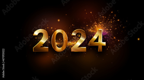 2024 text design with colorful flares
