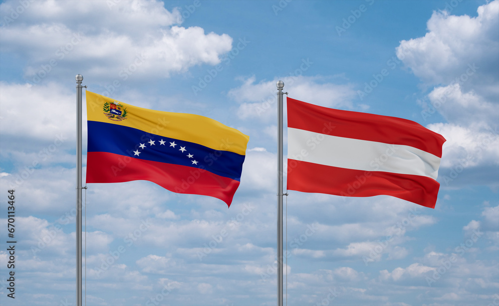 Austria and Venezuela flags, country relationship concept Austria and Venezuela flags, country relationship concept