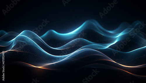 Futuristic Cyberpunk Network: Interwoven Waves on Black