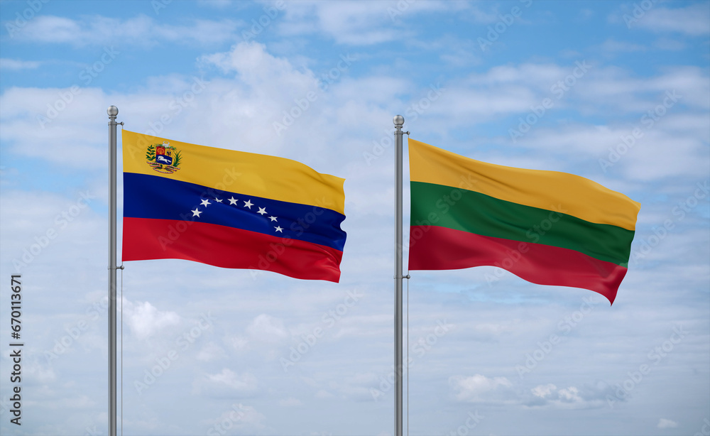 Lithuania and Venezuela flags, country relationship concept Lithuania and Venezuela flags, country relationship concept