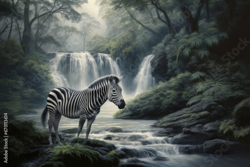 Zebra in the forest - Generative AI