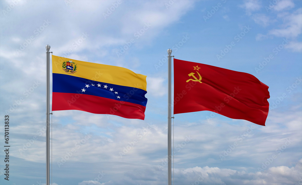 Soviet Union and Venezuela flags, country relationship concept Soviet Union and Venezuela flags, country relationship concept