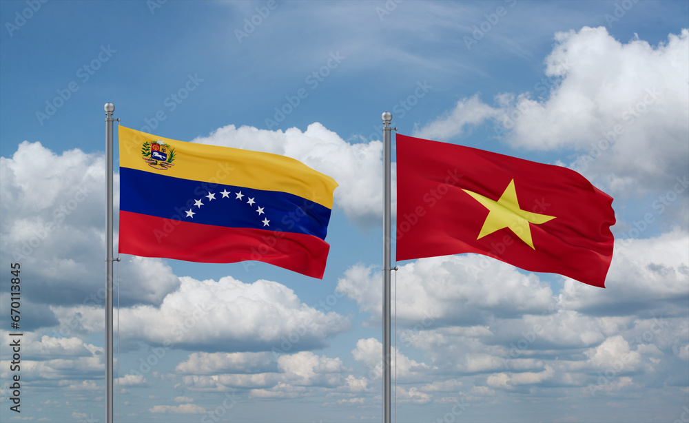 Vietnam and Venezuela flags, country relationship concept Vietnam and Venezuela flags, country relationship concept