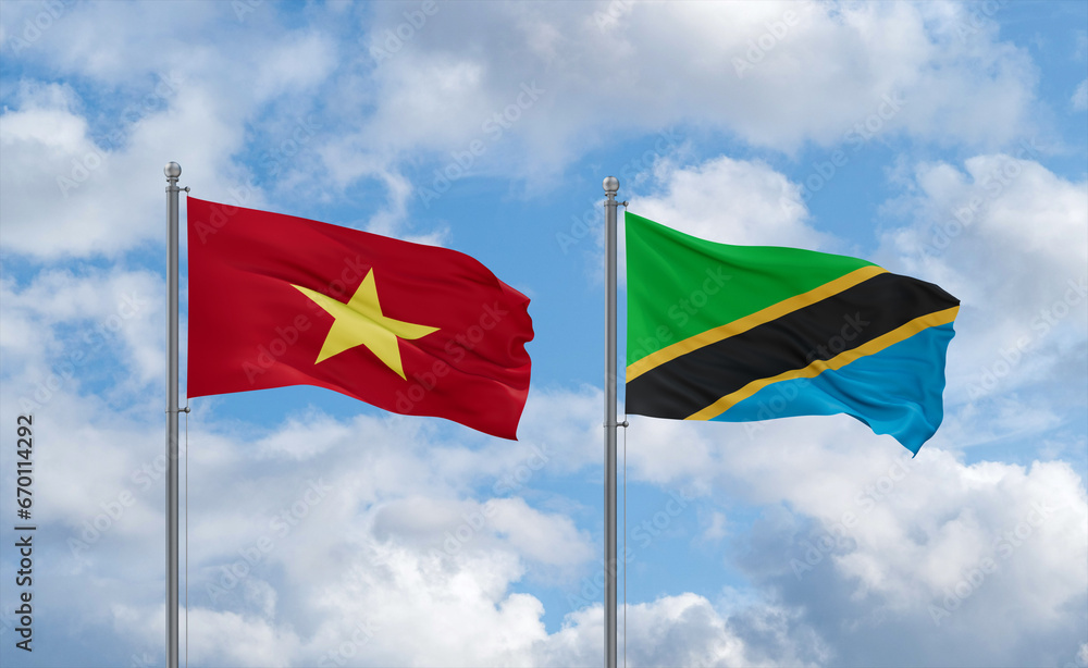 Tanzania and Vietnam flags, country relationship concept Tanzania and Vietnam flags, country relationship concept