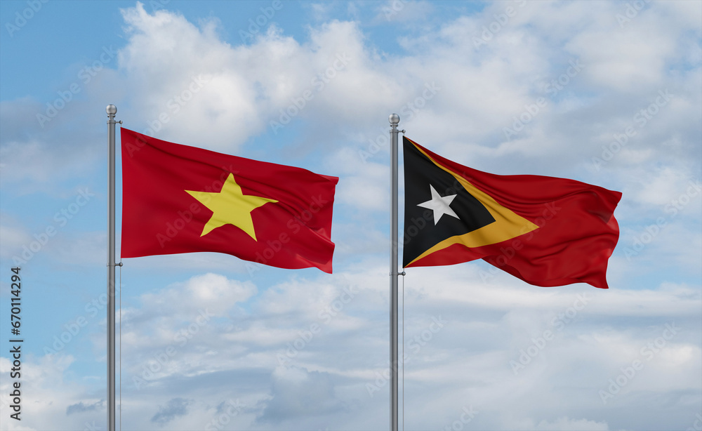 East Timor and Vietnam flags, country relationship concept East Timor and Vietnam flags, country relationship concept