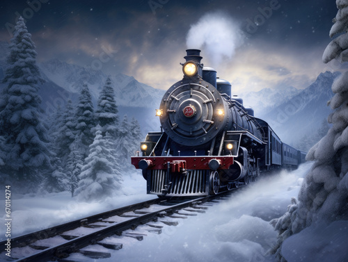 steam locomotive in winter