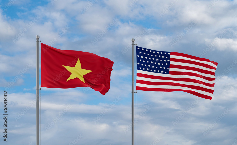 USA and Vietnam flags, country relationship concepts USA and Vietnam flags, country relationship concepts