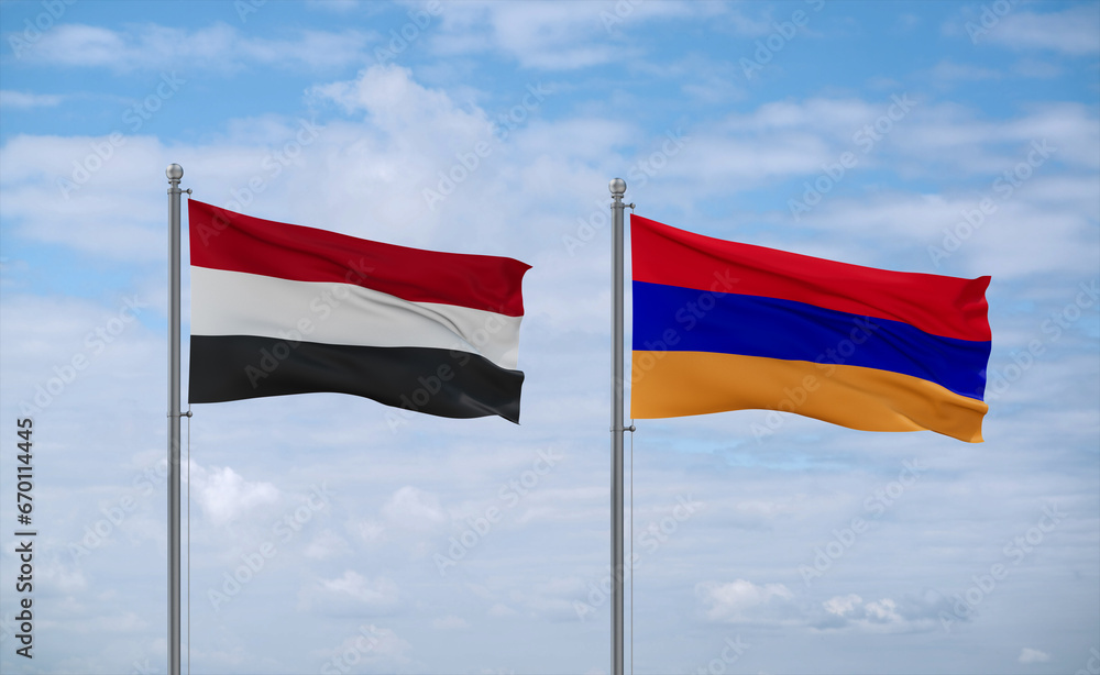 Armenia and Yemen flags, country relationship concept Armenia and Yemen flags, country relationship concept