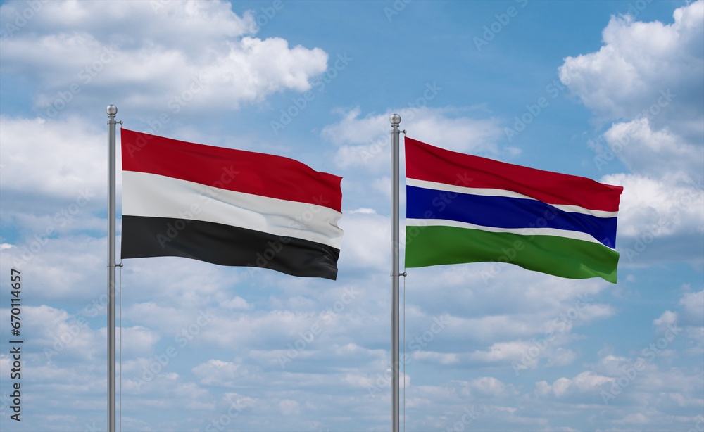 Gambia and Yemen flags, country relationship concept Gambia and Yemen flags, country relationship concept