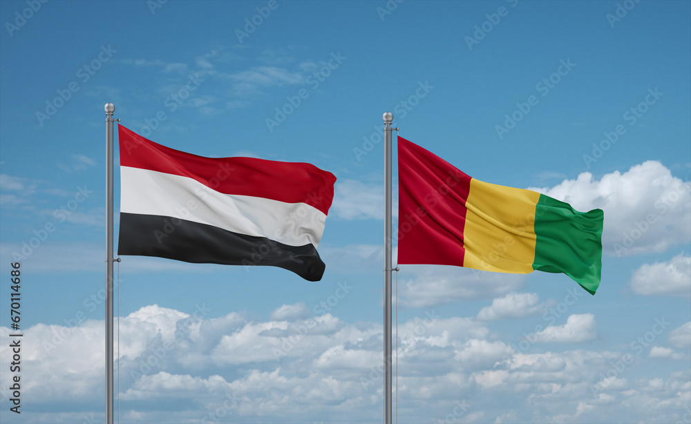 Guinea and Yemen flags, country relationship concept Guinea and Yemen flags, country relationship concept