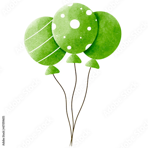 Watercolor green balloons illustration