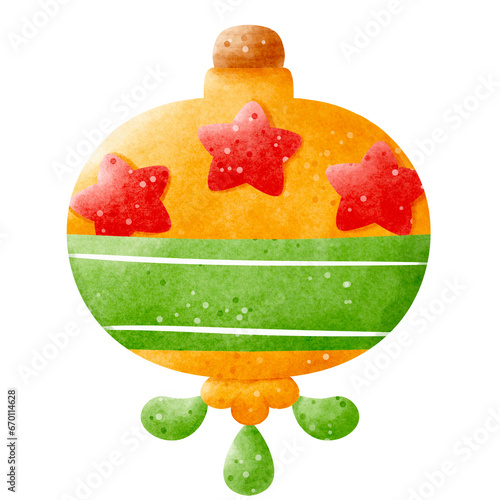 Watercolor Christmas tree decorations illustrated 