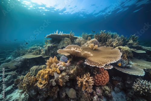 Coral reef in sea - Generative AI
