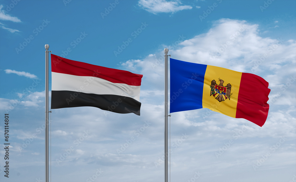 Moldova and Yemen flags, country relationship concept Moldova and Yemen flags, country relationship concept