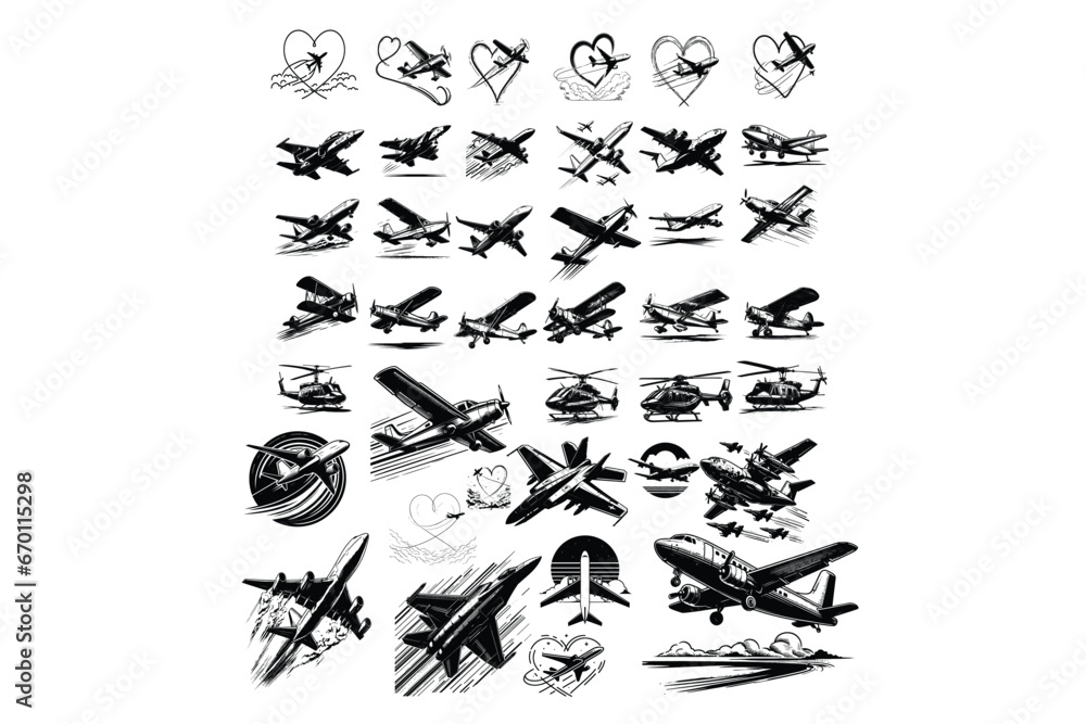 Obraz premium Airplane Bundle Collection: High-Flying Aviation in One Set