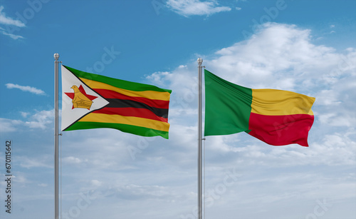 Benin and Zimbabwe flags, country relationship concept