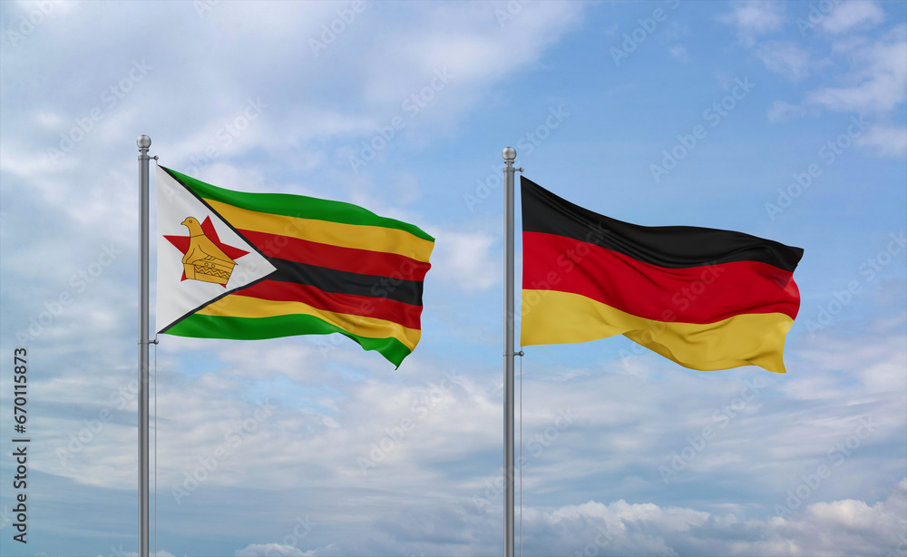 Germany and Zimbabwe flags, country relationship concept Germany and Zimbabwe flags, country relationship concept