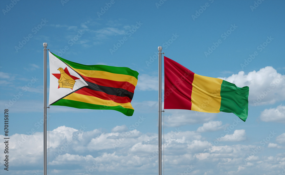 Guinea and Zimbabwe flags, country relationship concept Guinea and Zimbabwe flags, country relationship concept