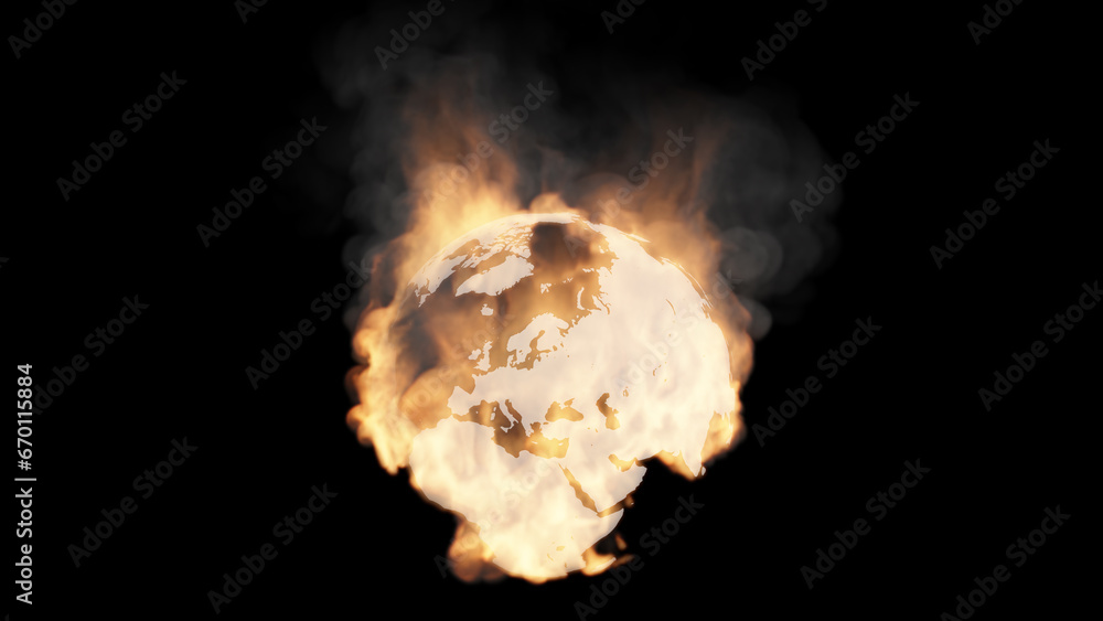 Globe, America, Europe, Asia. The continents of the Earth are on fire. Can be used as a video texture or background for design projects, scenes, etc.
Globe, America, Europe, Asia. The continents of the Earth are on fire. Can be used as a video texture or background for design projects, scenes, etc.