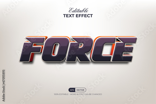 Force 3D Text Effect Style. Editable Text Effect.