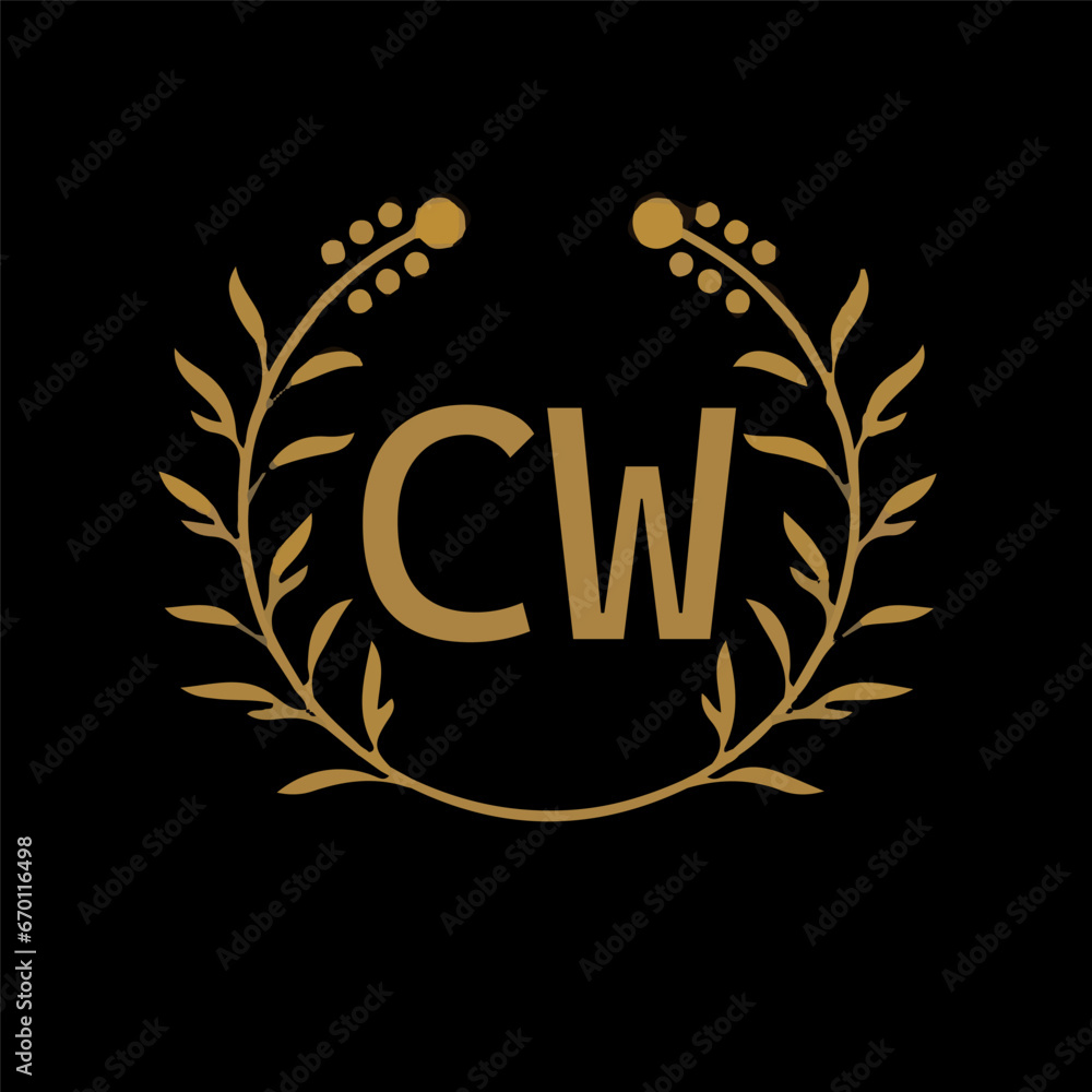 CW letter branding logo design with a leaf CW letter branding logo design with a leaf