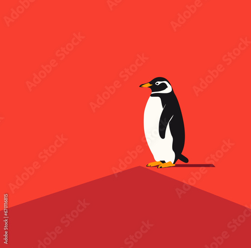 Image of a penguin on a red background