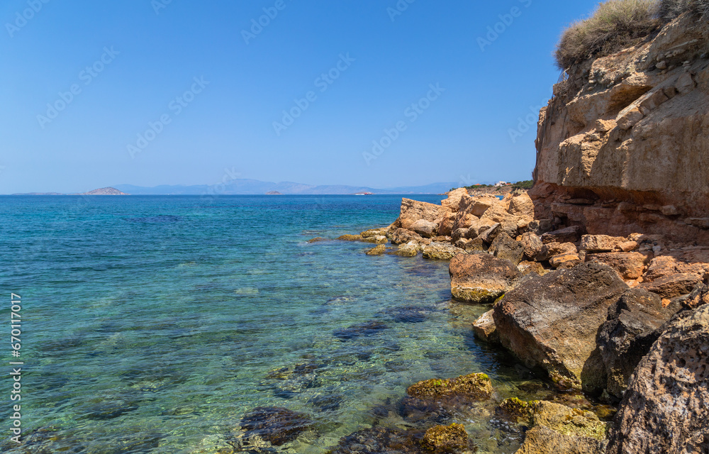 The wild coast of Aegina island