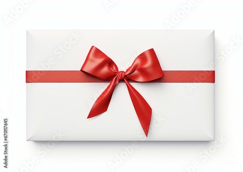 beautifully wrapped gift box with a vibrant red ribbon © Piotr