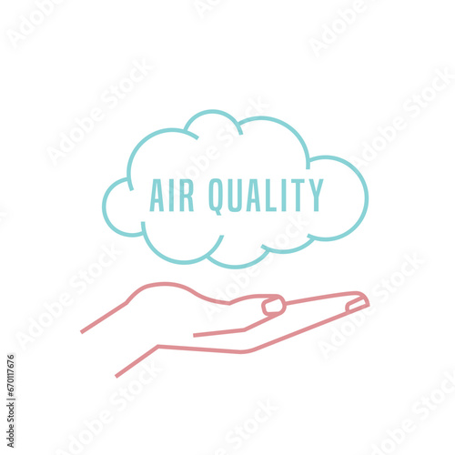 Air Quality Index pictogram, outline icon. Blue AQI symbol.