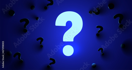 Question mark neon light dark banner.