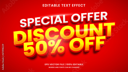 Special discount sale promo 3d editable text effect
