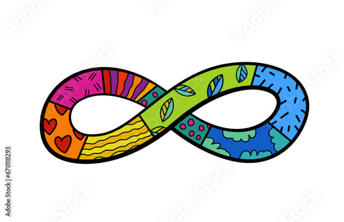 Infinity symbol composed of a vibrant spectrum of colors.
