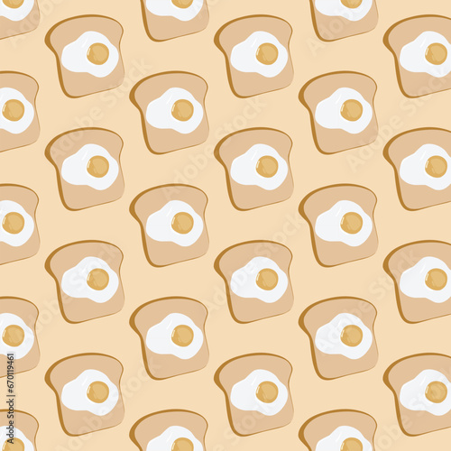 seamless pattern with bread and fried egg