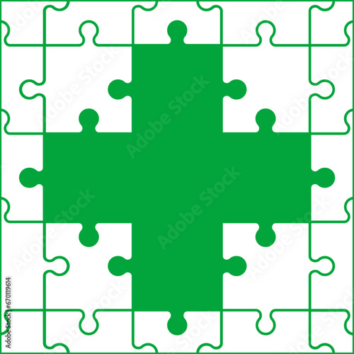 Pharmacy cross symbol puzzle background. vector illustration