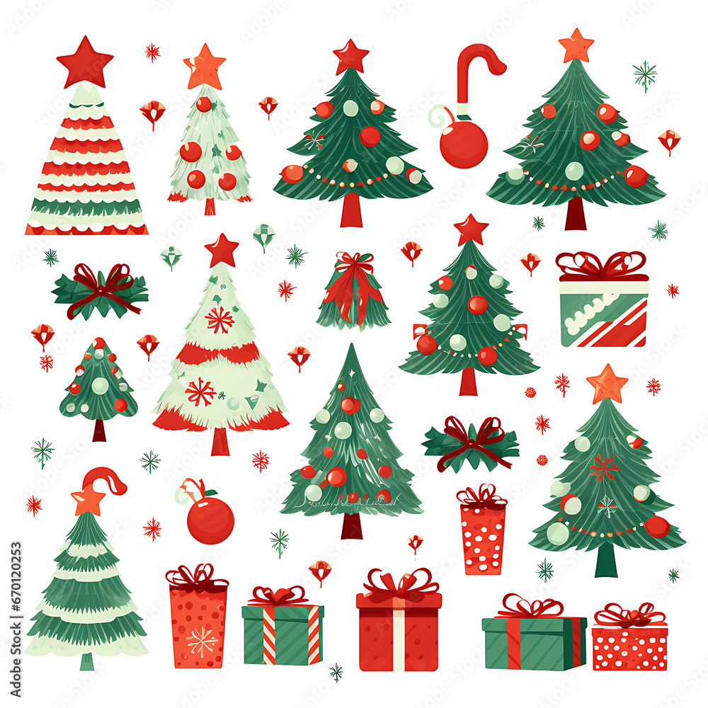 Hand-drawn icon set of Christmas decorations in doodle style, elf hat, cookies, gifts collection set. Hand-drawn icon set of Christmas decorations in doodle style, elf hat, cookies, gifts collection set.