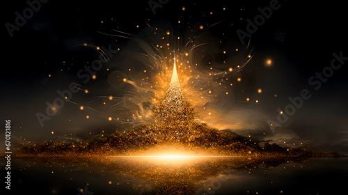 Abstract christmas tree on a black background.