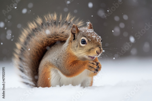 Squirrel on the snow - Generative AI