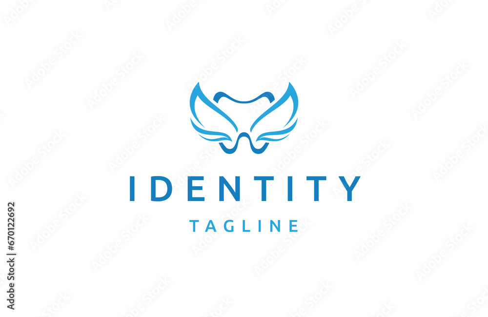 Obraz premium Dental wing logo icon design template flat vector
