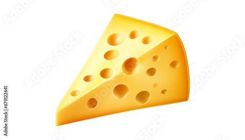 3d piece of cheese isolated on transparent background cutout