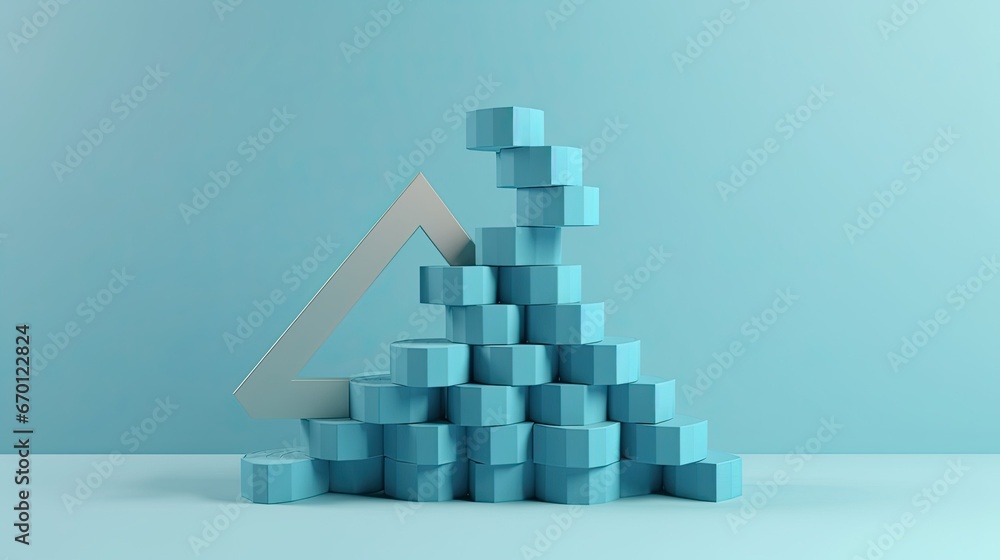 Blue up arrow and coin stacks on pastel background. Financial success and growth concept. copy space, 3d rendering Blue up arrow and coin stacks on pastel background. Financial success and growth concept. copy space, 3d rendering