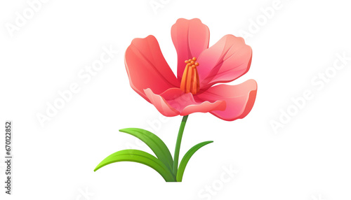 pink 3d flower isolated on transparent background cutout