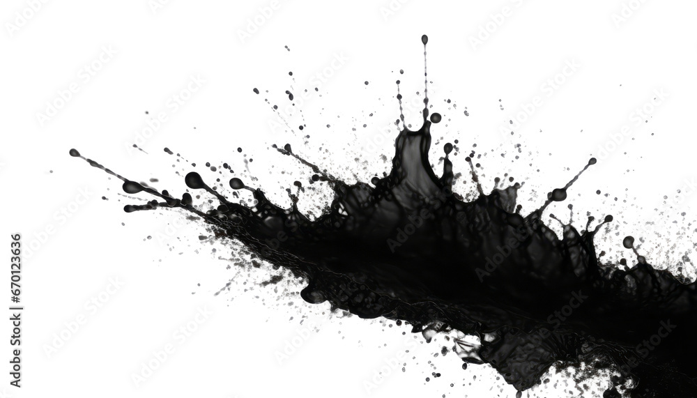 black ink splat isolated on transparent background cutout