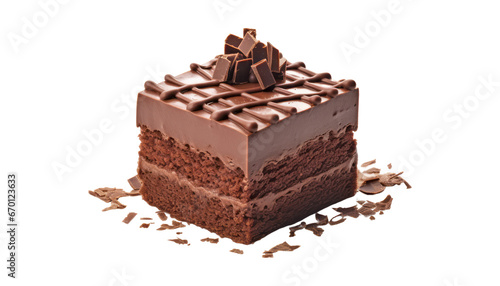 chocolate cake isolated on transparent background cutout