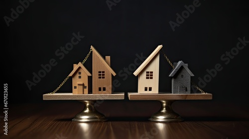 House Model Balance Equilibrium Concept. Real Estate Money 